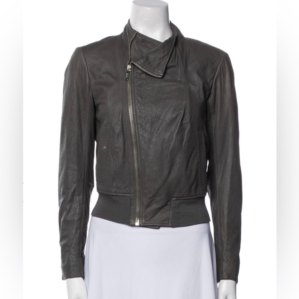 Rick Owens Dark Gray Leather Jacket